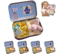 Easter Gifts Pocket Hug Bunny in a Tin Box, Mini Sleeping Bunnies Plush Toy with Picnic Basket & Carrots, Cute Small Stuffed Animal Rabbit Doll, for Kids Babies Children (Pink)