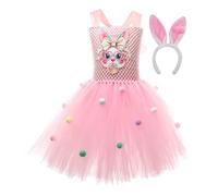 Easter Girl Dress: Polyester + Nylon + Tulle Holiday Outfit, Adjustable Bunny Theme Clothes, Cute Christmas Clothes | Kids Birthday Christmas Outdoor Indoor Role Play Photography