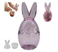 Easter Glass Candy Jar With Bunny Ears Lid, 17cm Clear Decorative Egg Candy Jar Food Storage Container for Mini Eggs, Cookies And Party Treats, Spring Seasonal Kitchen Table Decoration (1pcs purple)