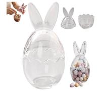 Easter Glass Candy Jar With Bunny Ears Lid, 17cm Clear Decorative Egg Candy Jar Food Storage Container for Mini Eggs, Cookies And Party Treats, Spring Seasonal Kitchen Table Decoration (1pcs)