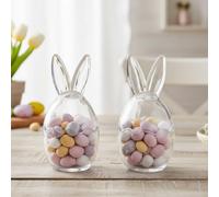 Easter Glass Jar,Glass Bunny Jars With Ears,Cracked Egg Lids With Ears,Reusable Clear Bunny Candy Storage For Mini Eggs,Chocolates, Jelly Easter Basket Decor, Spring Home & Table Decoration Container