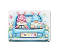 Easter Gnome Dish Drying Mats for Kitchen Counter, Cute Blue Gnome Absorbent Rubber Rack Mat, Spring Floral Fanciful Drying Pad for Kitchen Protector 18x24 Inch