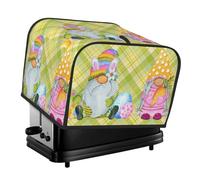 Easter Gnome Green Gingham Covers for 4 Slice Toasters,Cute Elegant Bread Machine Cover with Handle,Washable Stain Resistant Kitchen Small Appliance Cover Dining Decor