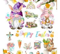 Easter Gnome Magnets - Cute Resin Figurines Set, Colourful Hand Painted Design, Strong Magnetic Backing, Decorative Seasonal Ornament | Ideal for Fridge Doors with Table Cabin for Indoor Use