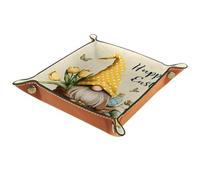 Easter Gnome Portable Dice Rolling Tray, Microfiber Leather Dice Holder Game Box for D&D, RPG, Table Games or Desktop Phone Key Storage
