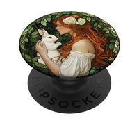 Easter Goddess with White Rabbit Art PopSockets Adhesive PopGrip