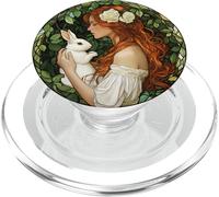 Easter Goddess with White Rabbit Art PopSockets PopGrip for MagSafe