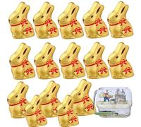 Easter Gold Bunny Milk Chocolate 10g with Tin - Hollow Chocolate Bunny Wrapped in Gold Foil, Easter - lnd (25 x Bunny)