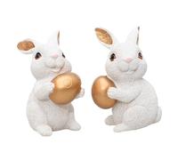 Easter Golden Egg Rabbit Ornament Garden Courtyard Decoration Crafts Window Sills Microscopic Bonsai Gnomes for The Garden Solar (White, One Size)