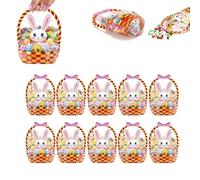 Easter Goodie Bags Plastic Candy Gift Bags With Handle, Bunny Sealing Pouches With Handles, For Candy, Treats, Cookies, Spring Party Favors (10PC)