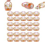 Easter Goodie Bags Plastic Candy Gift Bags With Handle, Bunny Sealing Pouches With Handles, For Candy, Treats, Cookies, Spring Party Favors (30PC)