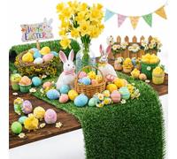 Easter Green Artificial Grass Table Runner for Easter Decorations - Fake Grass Model Crafts for Football Happy Birthday Party Jungle Safari Minecraft Theme Table Centrepiece, 30.5cm x 91.44cm