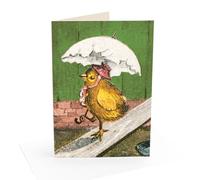 Easter Greeting Card and Envelope - Easter Chick and Umbrella ' - Image from the Neew York Library Collection - Eco-Friendly
