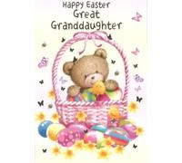 Easter Greeting Card for Great-Granddaughter, Teddy Bear Design, 13 x 19 cm