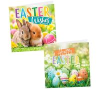 Easter Greeting Cards Pack of 10 Happy Easter Cards with 2 Assorted Designs Easter eggs and Bunnies Multipack for Family, Friends and Children