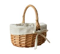 Easter Hamper Baskets for Kids Wicker Picnic Baskets Hand Woven Willow Picnic Hamper with Folding Handle Fruit Picnics Egg Woven Basket EasterBasket for Fruit Candy Wine Egg Gathering
