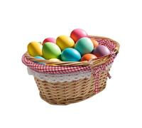 Easter Hamper Baskets Wicker Picnic Basket Folding Handles Empty Gifts Baskets Woven Easter Basket, Willow Picnic Hamper Garden Harvest-Basket for Easter-Egg Gathering, Candy,Straw Beach Bag