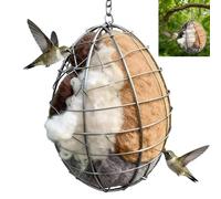 Easter Handmade Fiber Bird Nesting Heart, Nature Birds Nests Material Holder, Hummingbird Nest Boxes for Outside, Dual-Season Outdoor Bird Shelter for Garden, Yard & Bird Lover (A)