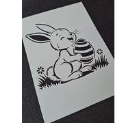 Easter Happy Bunny with Egg Spring Stencil Template Airbrush Paint Card Making Scrapbooking Holiday Spring Flower Stencil