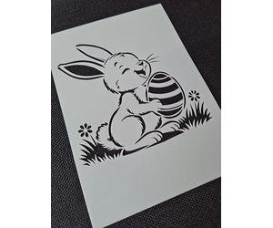 Easter Happy Bunny with Egg Spring Stencil Template Airbrush Paint Card Making Scrapbooking Holiday Spring Flower Stencil