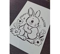 Easter Happy Bunny with Two Chickens Spring Flower Stencil Template Airbrush Paint Card Making Scrapbooking Holiday Spring Flower Stencil