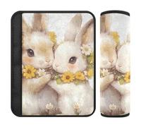 Easter Happy Cute Bunny 2 Pack car seat Neck Strap Cover, Release Stress to Your Neck and Shoulders, seat Belt Cover pad Cute for Auto