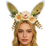Easter Headband - Adjustable Soft Glitter Cartoon Costume Decorations - Rabbit Ears Headband for Adults and Kids, Birthday Makeup Christmas Party Gatherings Festival