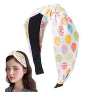 Easter Headbands for Kids, Happy Easter Headbands | Easter Headband Wide Top Knot Headband | Bunny Egg Print Happy Easter Headbands, Headbands for Women, Spring Hair Accessories