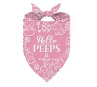 Easter Hello Peeps Dog Bandana, Easter Bunny Egg Text Print Triangle Pet Scarf, Adjustable Comfortable Pet Bandana for Small Medium Dogs, Holiday Accessories Gift for Dog Lovers