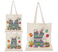Easter Initial Tote Bags Gifts for Girl Boy - 15"x16" Easter Canvas Egg Bag, Personalized Easter Party Bunny Bag Rabbit Bag 1 (Initial #K)