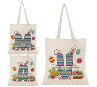Easter Initial Tote Bags Gifts for Girl Boy - 15"x16" Easter Canvas Egg Bag, Personalized Easter Party Bunny Bag Rabbit Bag 1 (Initial #V)