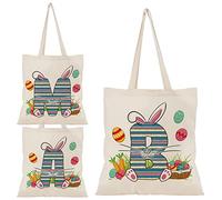 Easter Initial Tote Bags Gifts for Girl Boy - 15"x16" Easter Canvas Egg Bag, Personalized Easter Party Bunny Bag Rabbit Bag 1 (Initial #B)