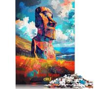Easter Island Art Poster Adult Puzzles 1500 Pieces Family Challenging Games Brain Puzzles for Kids Age 12 Years Up 1500pcs (85x57cm)