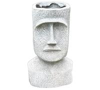 Easter Island Head Planter Distressed Grey Large Outdoor Moai Face Bust Ornament