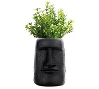 Easter Island Head Statue - Ideal for Replanting & Living Room/Desktop Decor - Resin Moai Head with Succulent Pot