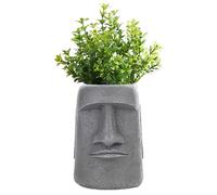 Easter Island Head Statue - Ideal for Replanting & Living Room/Desktop Decor - Resin Moai Head with Succulent Pot