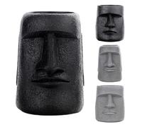 Easter Island Head Statue - Ideal for Replanting & Living Room/Desktop Decor - Resin Moai Head with Succulent Pot
