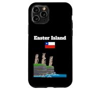 Easter Island souvenir sea cliff with moai statue Chile flag Case for iPhone 11 Pro