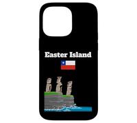 Easter Island souvenir sea cliff with moai statue Chile flag Case for iPhone 14 Pro Max