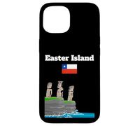 Easter Island souvenir sea cliff with moai statue Chile flag Case for iPhone 15