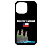 Easter Island souvenir sea cliff with moai statue Chile flag Case for iPhone 15 Pro Max