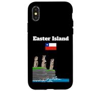 Easter Island souvenir sea cliff with moai statue Chile flag Case for iPhone X/XS