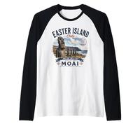 Easter Island - Vintage Moai Statues Rapa NUI - Chile Raglan Baseball Tee