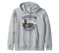 Easter Island - Vintage Moai Statues Rapa Nui - Chile Zip Hoodie