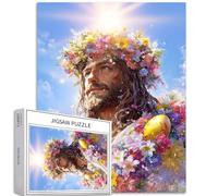Easter Jesus 1000 Piece Jigsaw Puzzles for Adults Easter Egg and Flower Art Jigsaw Puzzle Challenging Family Activity Games Colorful DIY Craft Puzzle for Home Decor Gifts 20×27 Inches