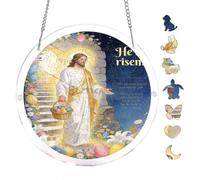 Easter Jesus Art He is Risen Scene 7.8x7.8Inch Round Acrylic Hanging Puzzle | Creative Home Accent with Visual Appeal