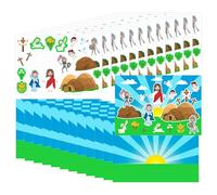 Easter Jesus Stickers-12X Christian Decals-Handmade Easter Jesus Scene Stickers, Sunday School Classroom Craft, Indoor Bible Games Activities