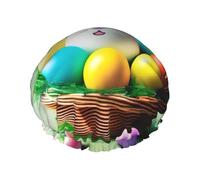 Easter Joy Print Shower Cap for Women & Men â€“ Reusable Double-Layer Bath Hair Cap with Elastic Strap One Size