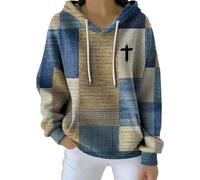 easter jumper women oversize christian preppy hoodie sweatshirt plus size autumn fashion long sleeve color block patchwork drawstring hoody sport tops