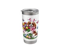 Easter King Charles Spaniel Dog Mom Spring Easter Bunny Stainless Steel Insulated Tumbler